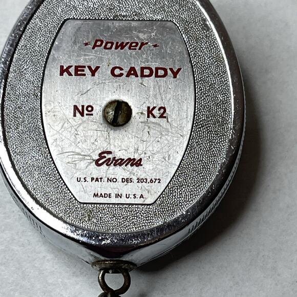 Vintage Evans Power Key Caddy K2 Retractable Chrome Belt Clip Keychain USA Made - Picture 2 of 6